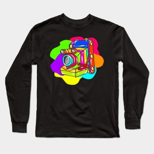 Neon Hippy 80s 90s Costume Retro Vintage Long Sleeve T-Shirt